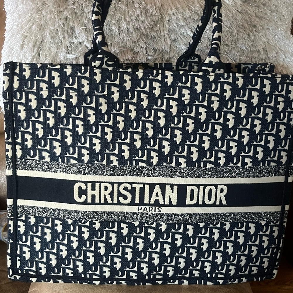 Blue and White Tote Bag
